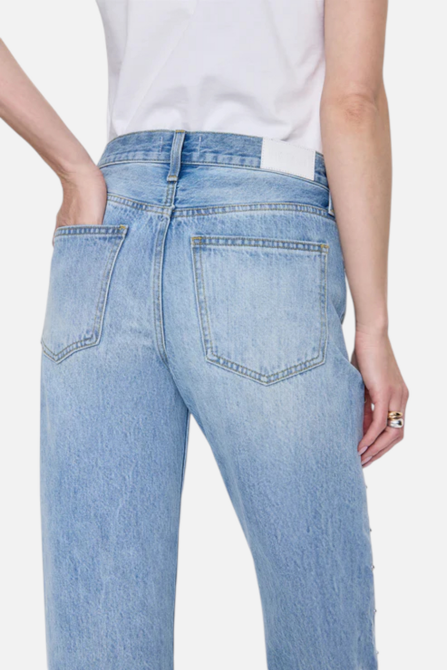 Pistola Lexi Mid Rise Bowed Straight Jean in Aries – back view