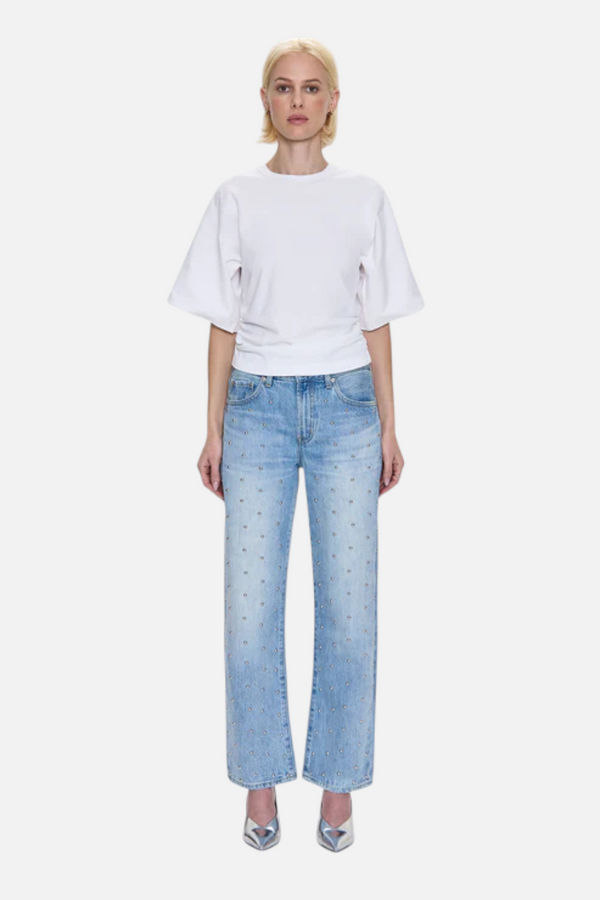 Pistola Lexi Mid Rise Bowed Straight Jean in Aries