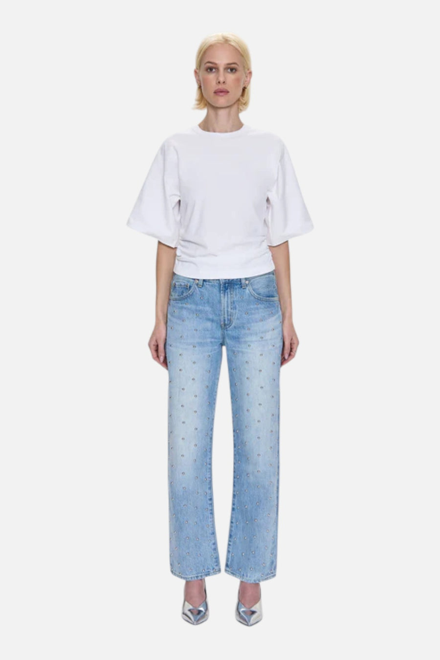 Pistola Lexi Mid Rise Bowed Straight Jean in Aries – side view