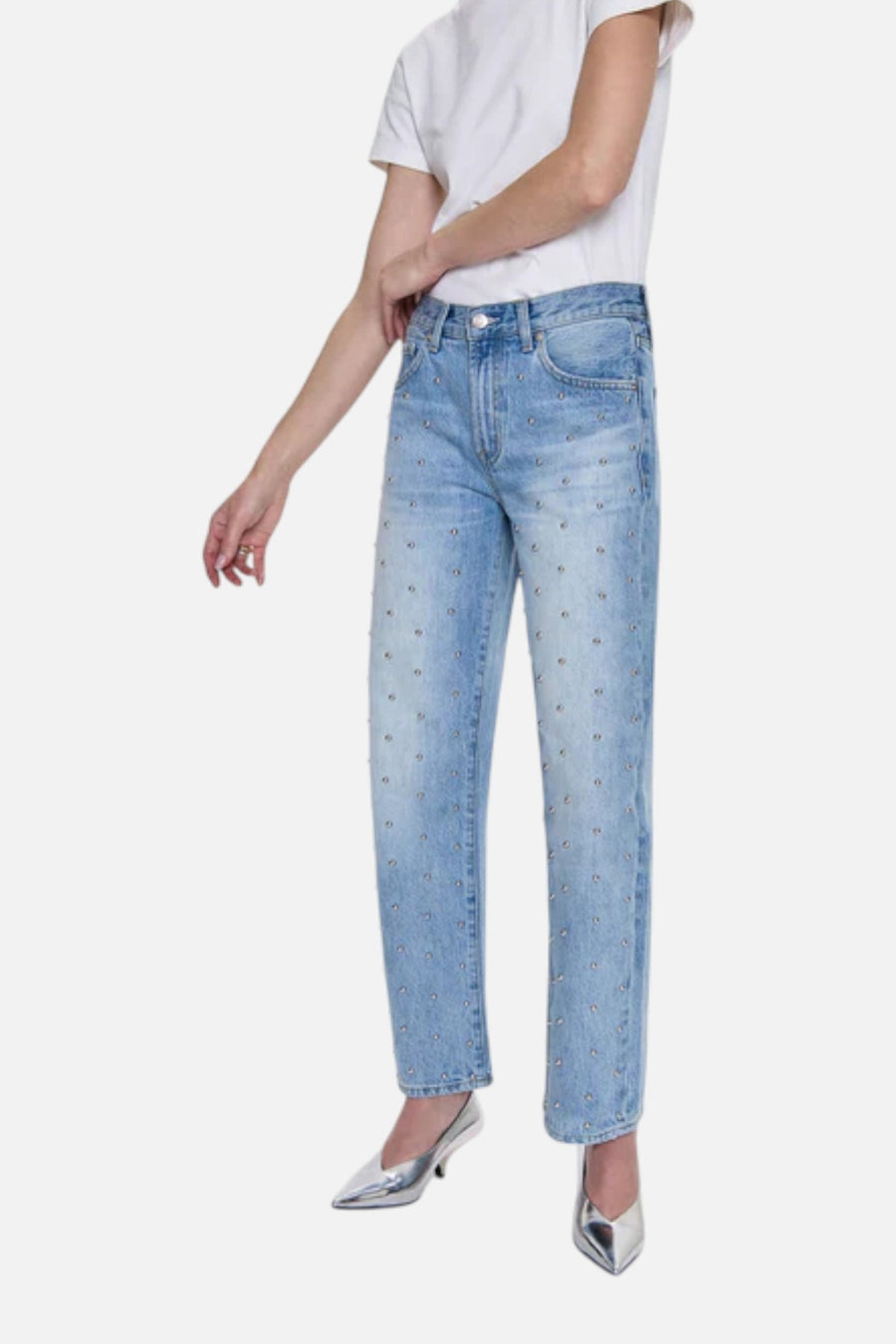 Pistola Lexi Mid Rise Bowed Straight Jean in Aries – side view