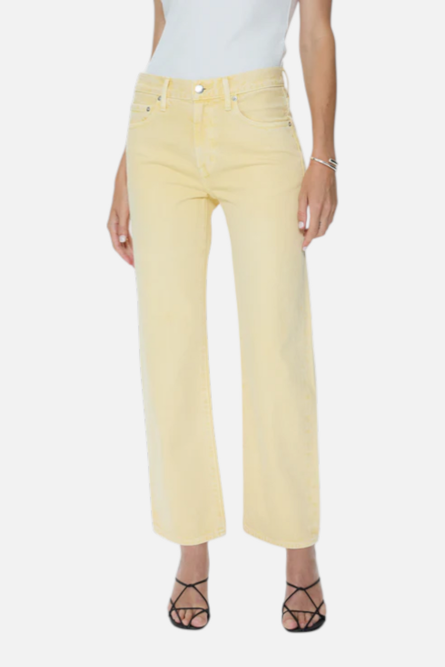 Pistola Lexi Mid Rise Bowed Straight Jean in Day Glow – back view