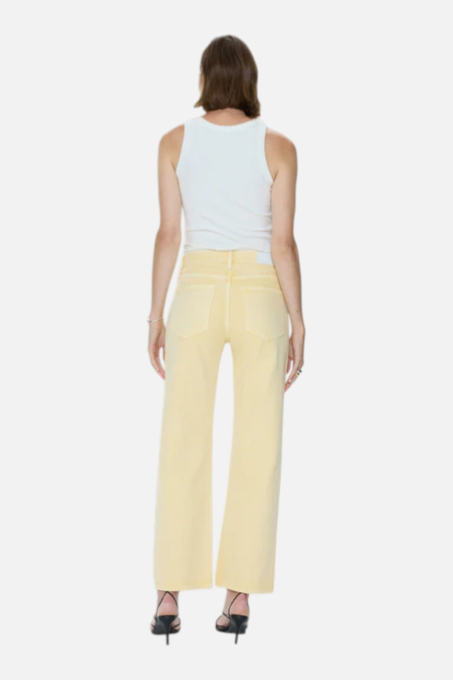 Pistola Lexi Mid Rise Bowed Straight Jean in Day Glow – on model