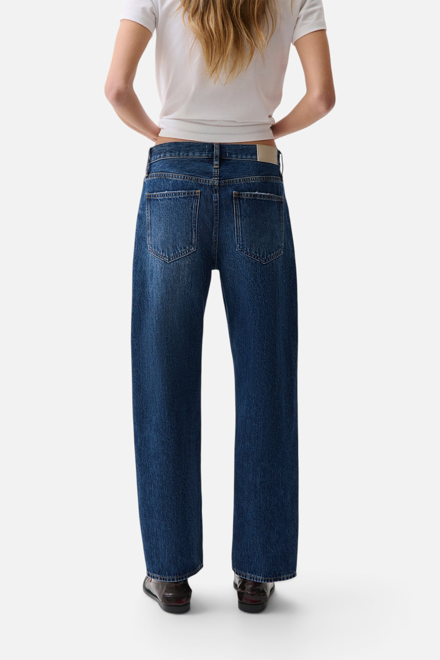 Pistola Lexi Mid Rise Bowed Straight Jean in Moonwave – back view