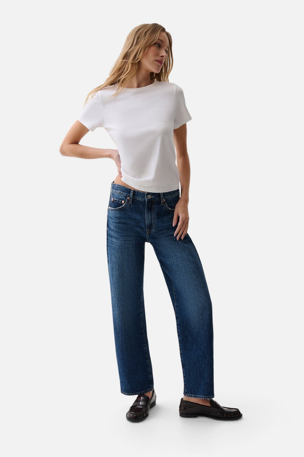 Pistola Lexi Mid Rise Bowed Straight Jean in Moonwave