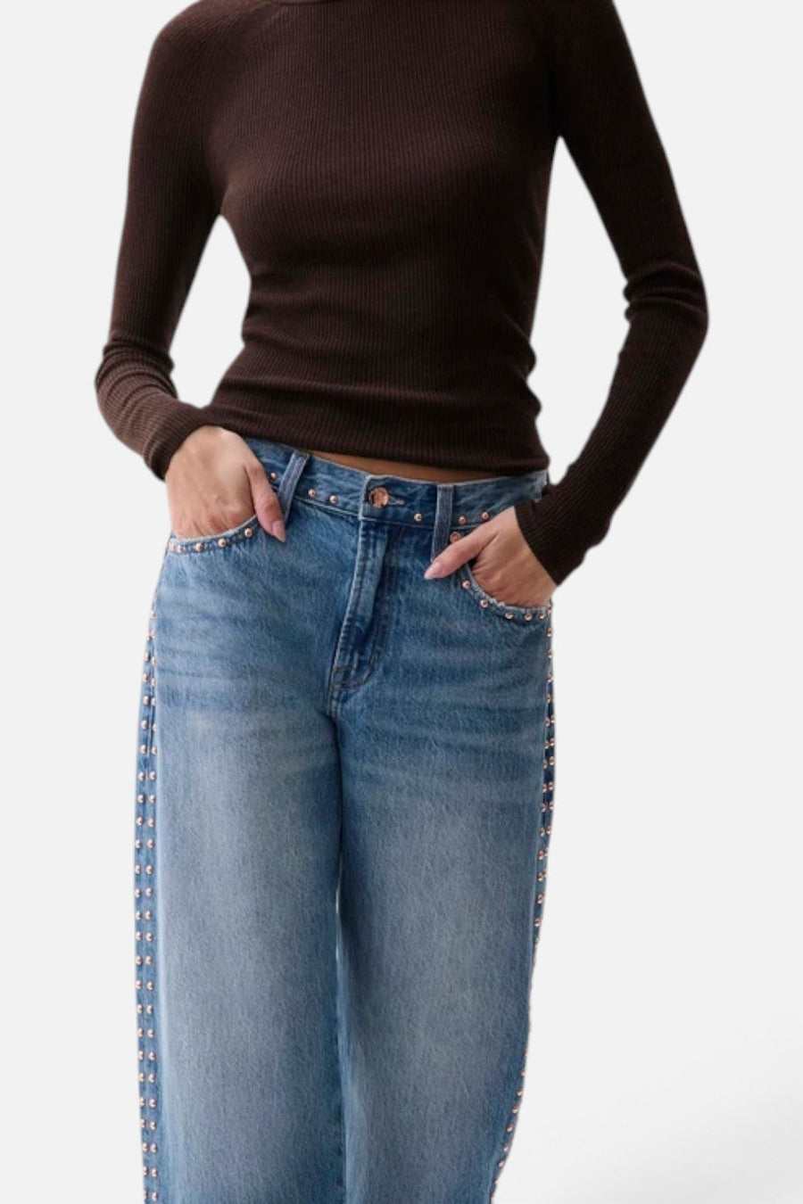 Pistola Lexi Mid-Rise Bowed Straight Leg Jean in Star Studded – alternate