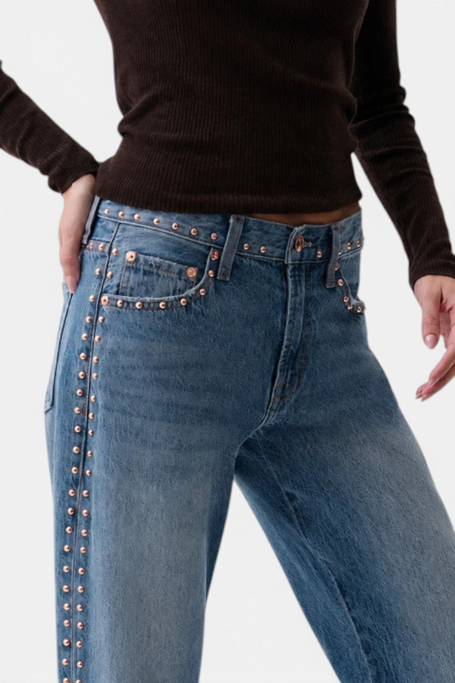 Pistola Lexi Mid-Rise Bowed Straight Leg Jean in Star Studded – back view