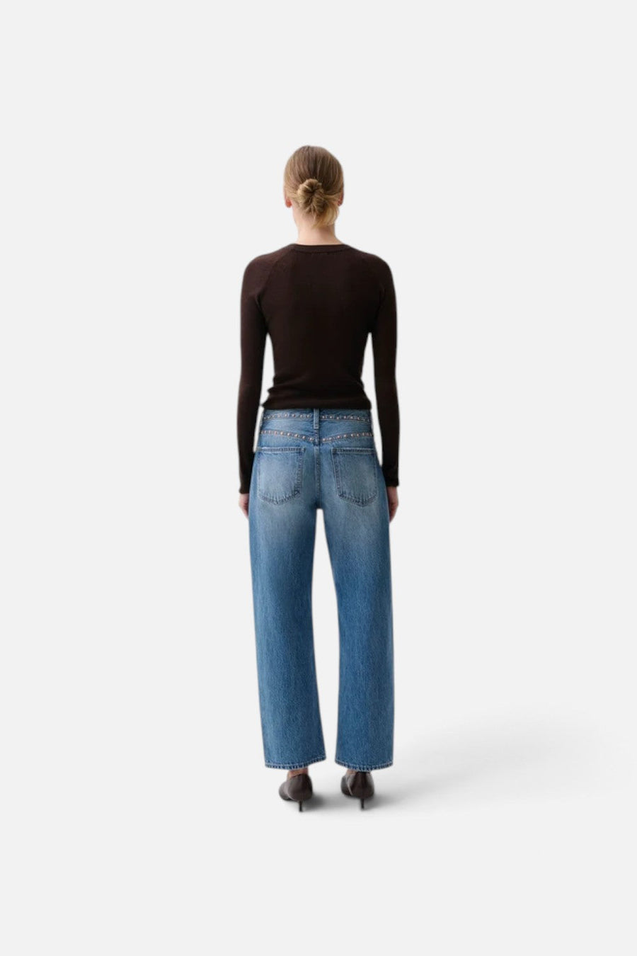 Pistola Lexi Mid-Rise Bowed Straight Leg Jean in Star Studded – flat lay