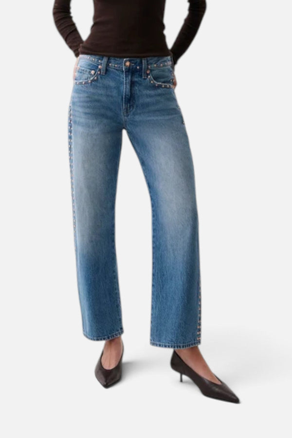 Pistola Lexi Mid-Rise Bowed Straight Leg Jean in Star Studded