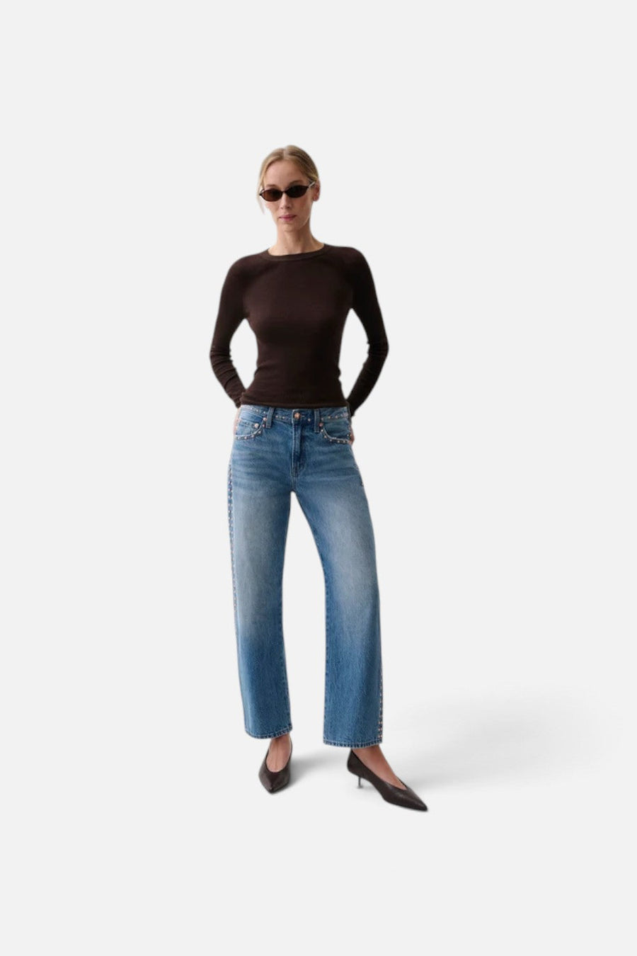 Pistola Lexi Mid-Rise Bowed Straight Leg Jean in Star Studded – side view