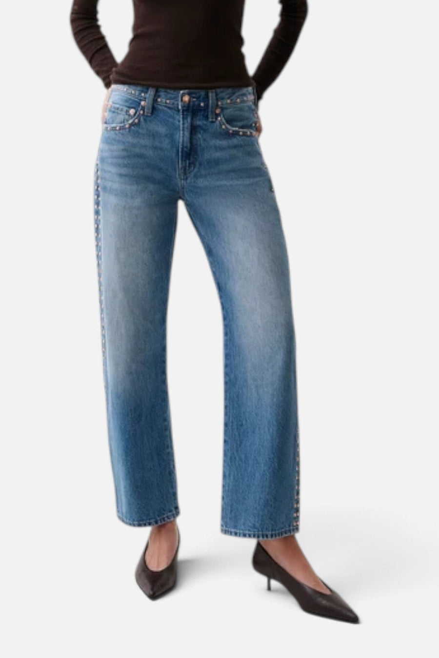 Pistola Lexi Mid-Rise Bowed Straight Leg Jean in Star Studded – side view