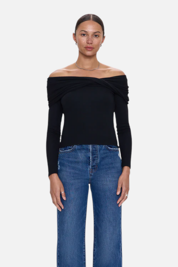 Pistola Lyra Off The Shoulder Top in Noir