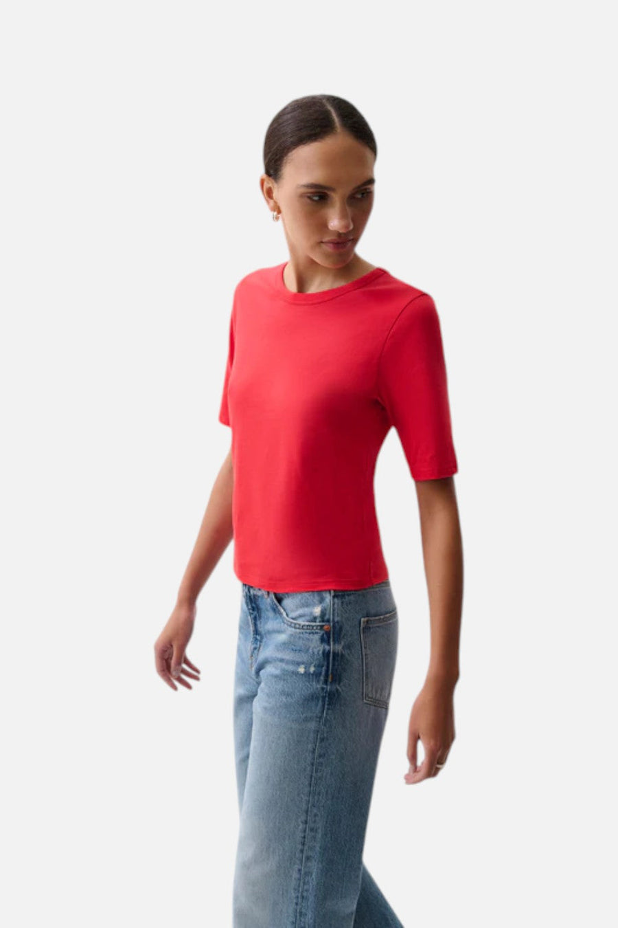 Pistola Melika Quarter Sleeve Crew Neck Tee in Negroni – side view