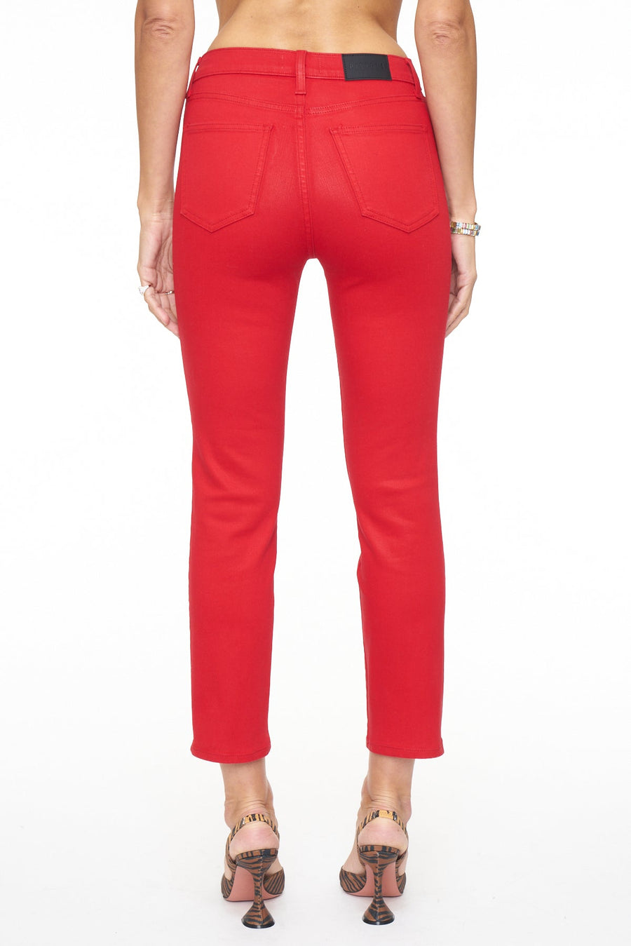 Pistola Monroe Crop High Rise Cigarette Drop in Coated Rouge – flat lay