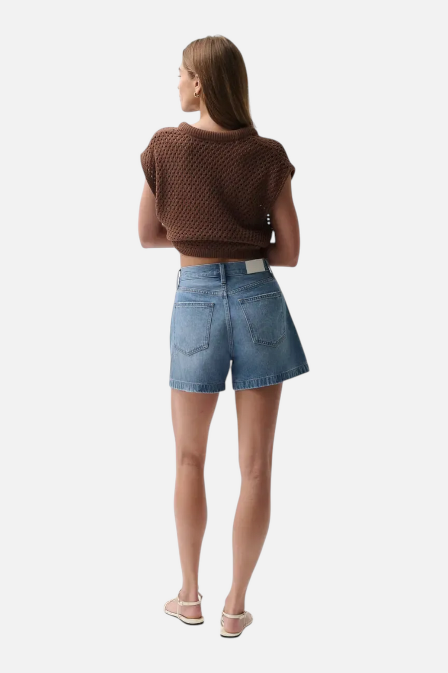 Pistola Saige High Rise A-Line Shorts in Sail Away – back view