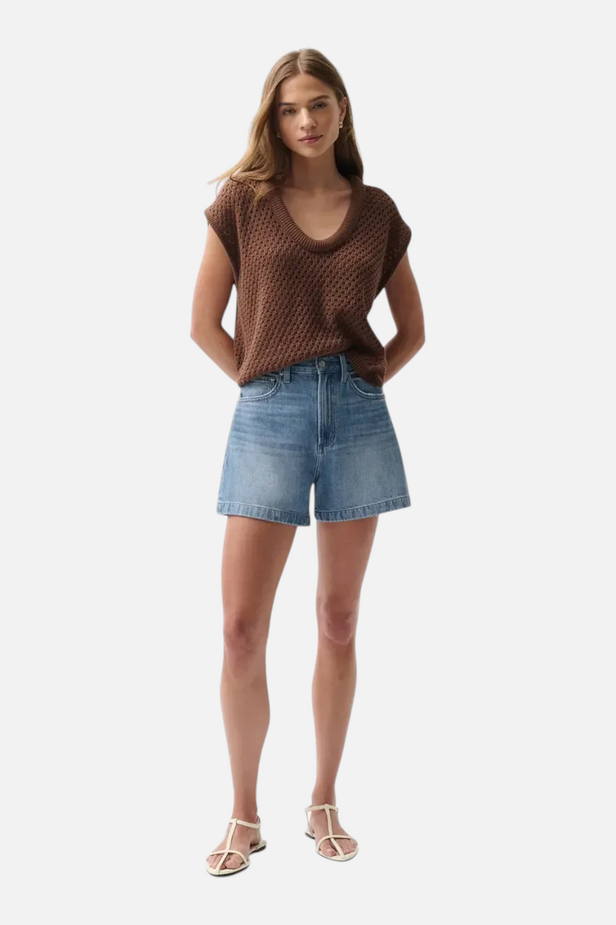 Pistola Saige High Rise A-Line Shorts in Sail Away – detail