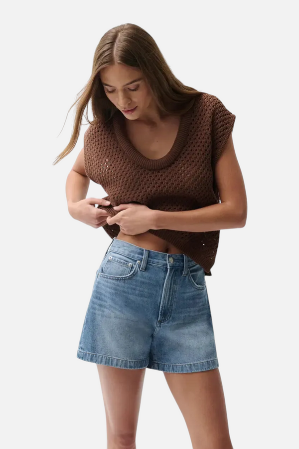 Pistola Saige High Rise A-Line Shorts in Sail Away