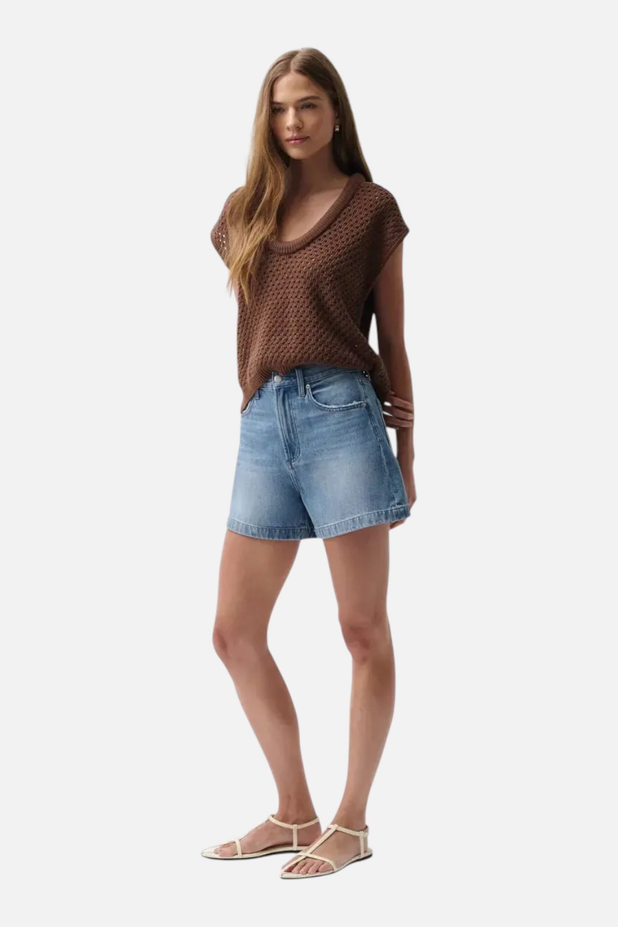 Pistola Saige High Rise A-Line Shorts in Sail Away – side view