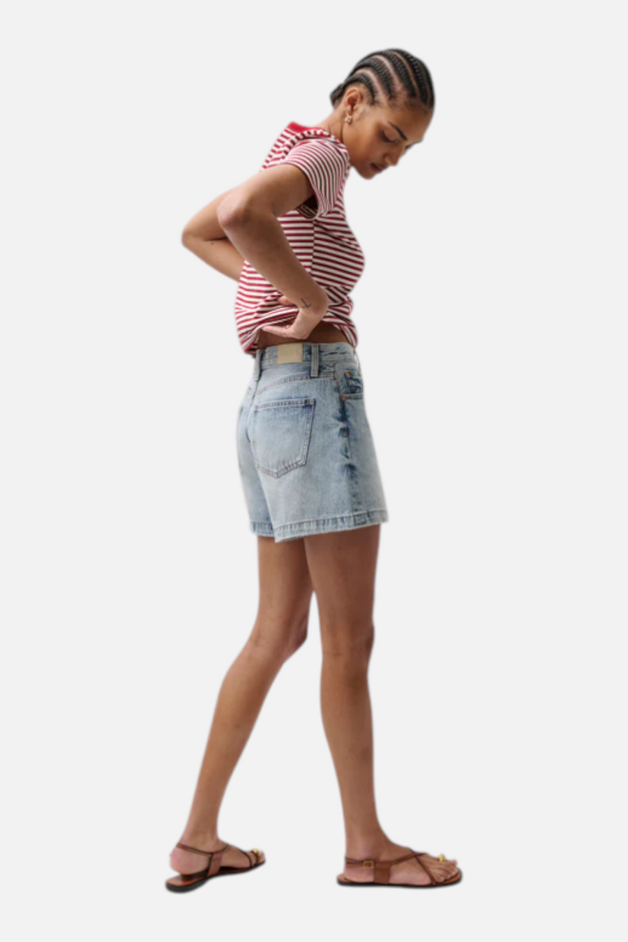 Pistola Saige High Rise Short in French Riviera – back view