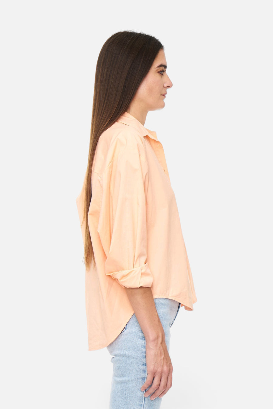 Pistola Sloane Long Sleeve Oversized Button Down Shirt in Sherbet – detail