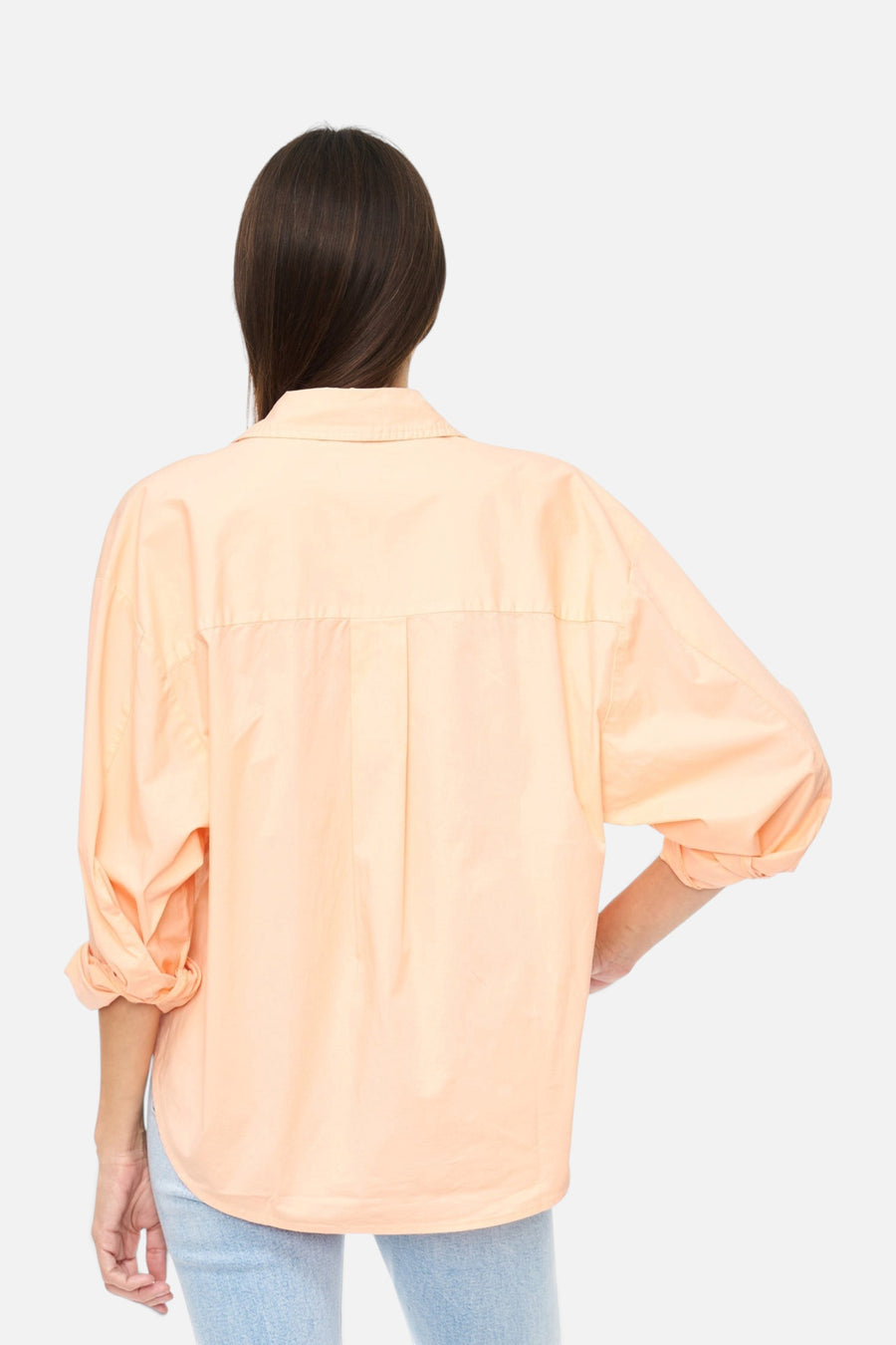 Pistola Sloane Long Sleeve Oversized Button Down Shirt in Sherbet – flat lay