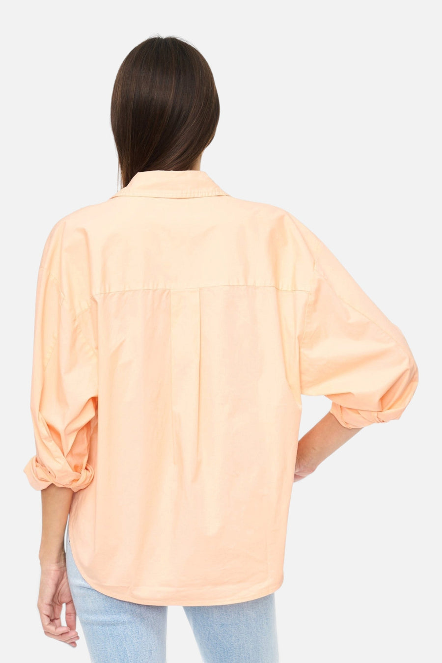 Pistola Sloane Long Sleeve Oversized Button Down Shirt in Sherbet – back view