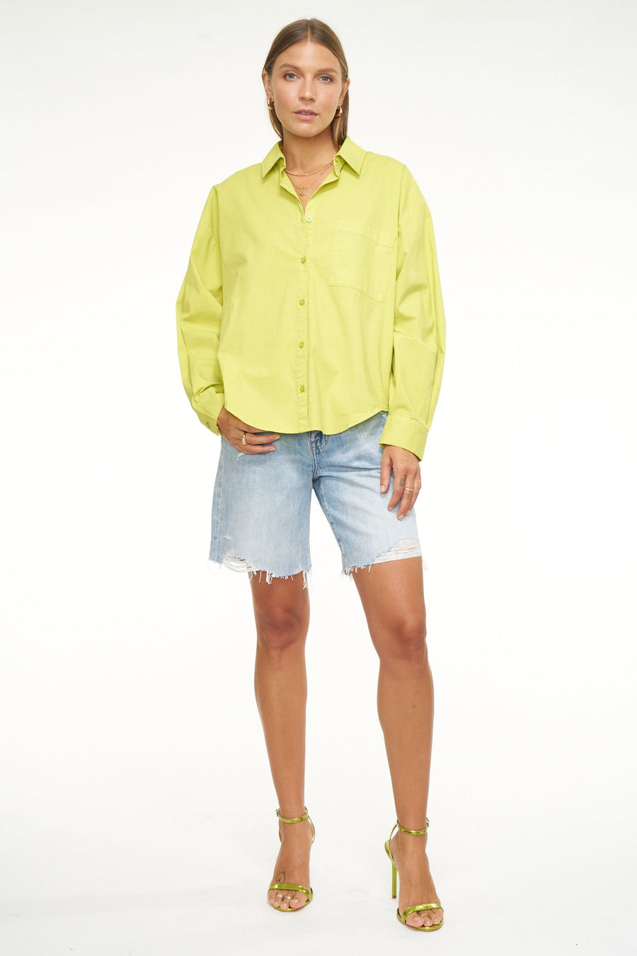 Pistola Sloane Oversized Button Down Shirt in Margarita – back view