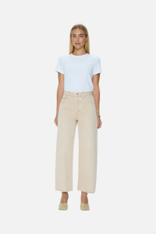 Pistola Tate Crop High Rise Bowed Wide Leg Jean in Dune