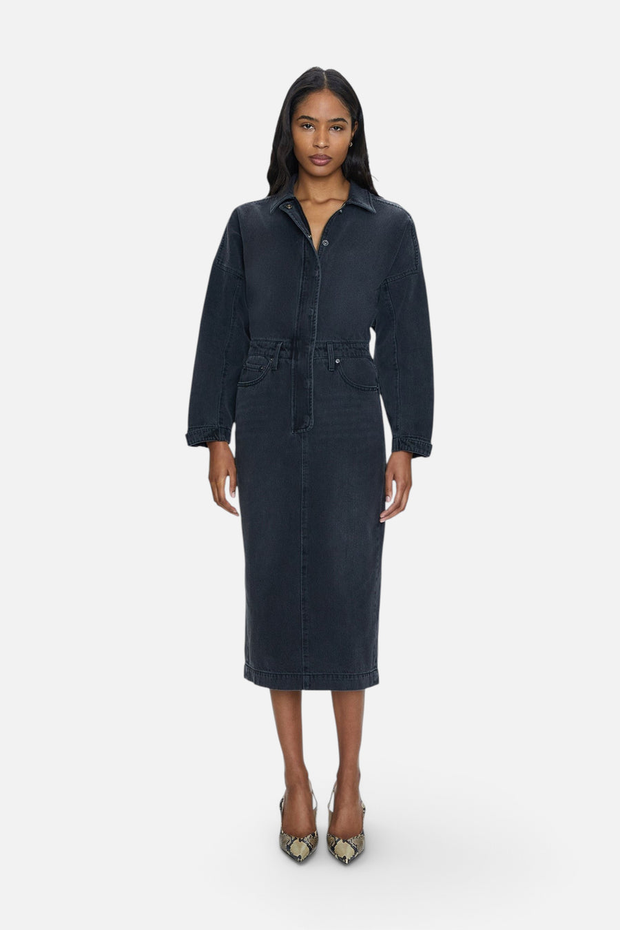 Pistola Tess Denim Midi Dress in Coupe – alternate