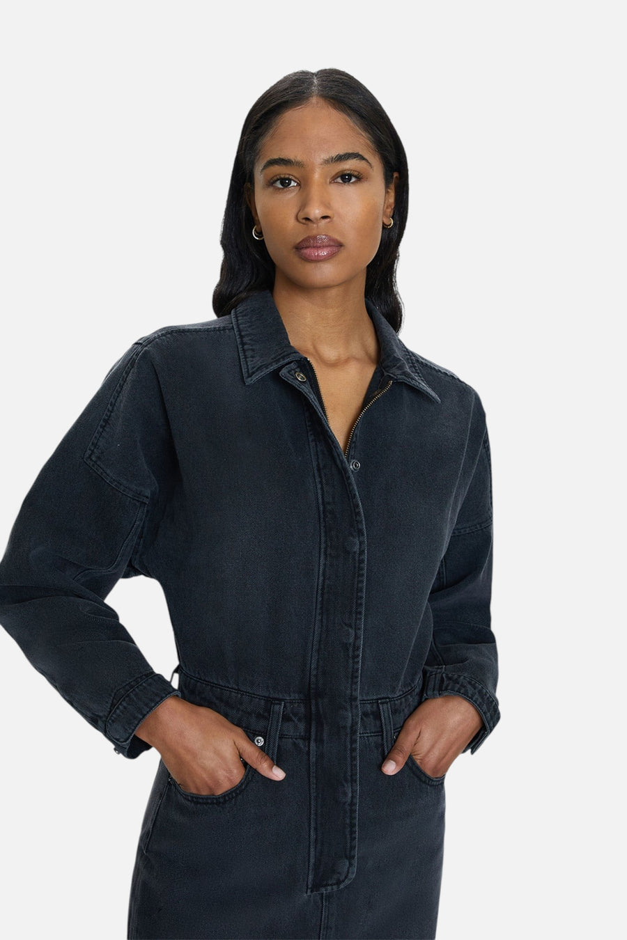 Pistola Tess Denim Midi Dress in Coupe – detail