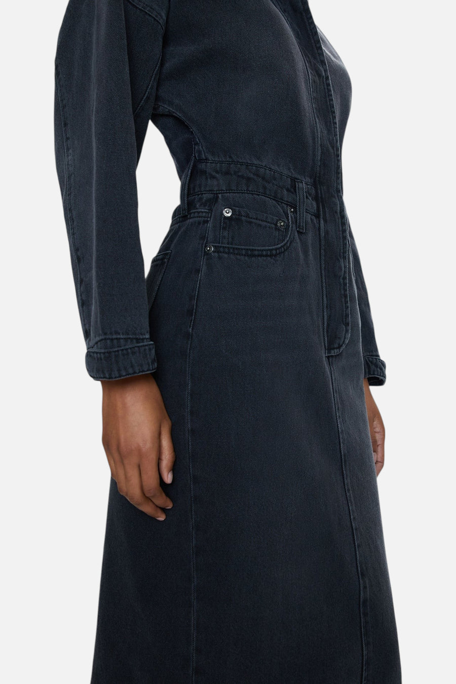 Pistola Tess Denim Midi Dress in Coupe – side view