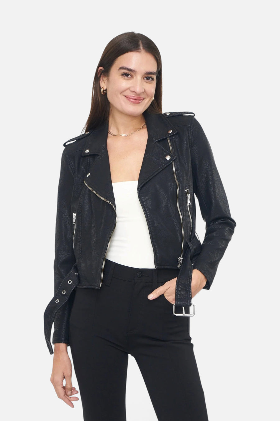 Pistola Tracy Moto Jacket in Noir – front view