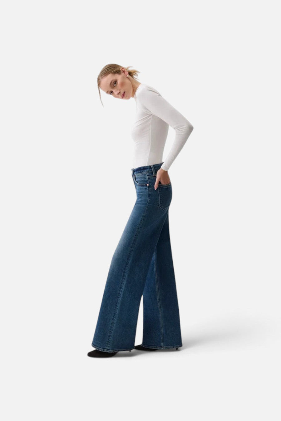 Pistola Vivian Mid-Rise Wide Leg Jean in Blue Depths – alternate