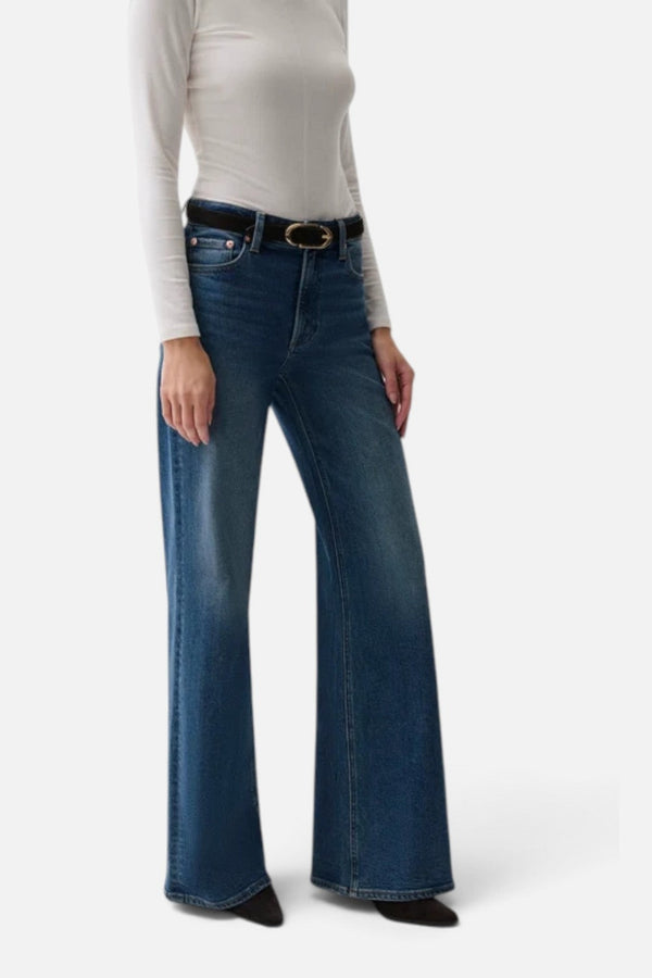 Pistola Vivian Mid-Rise Wide Leg Jean in Blue Depths