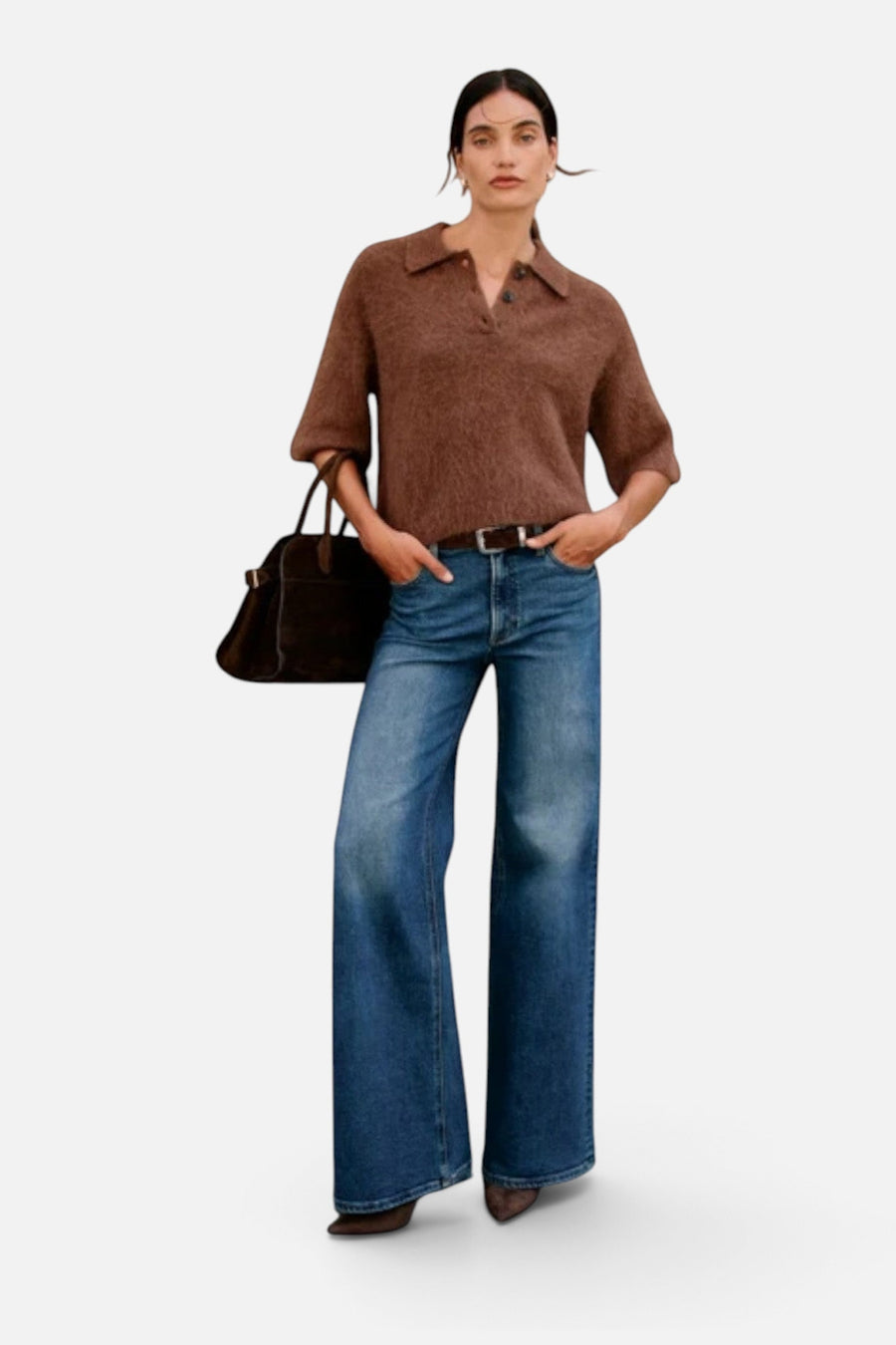 Pistola Vivian Mid-Rise Wide Leg Jean in Blue Depths – on model