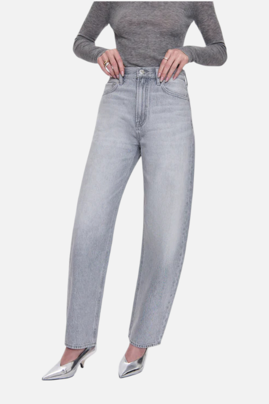 Pistola Wes High Rise Barrel Jean in Enigma – flat lay