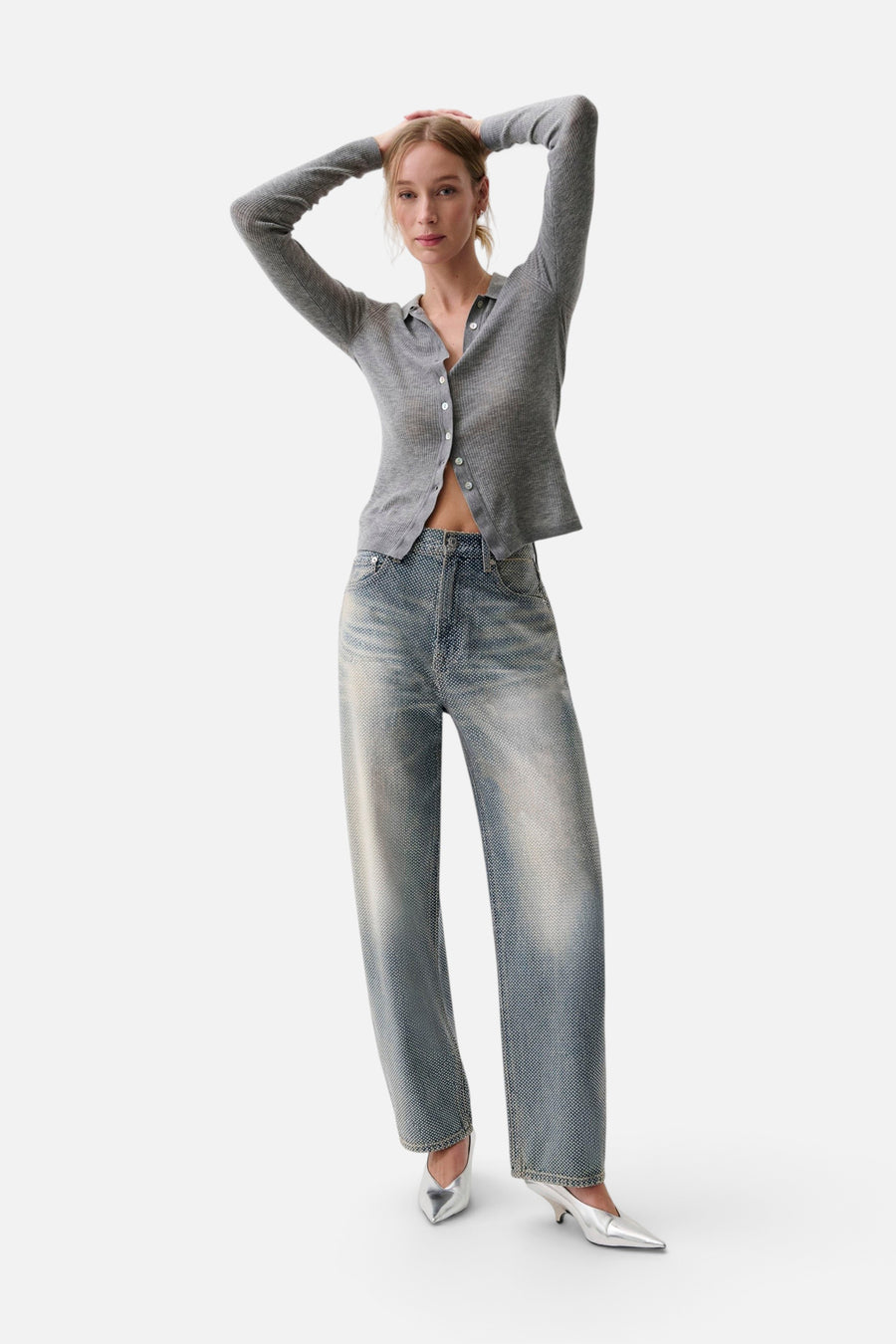 Pistola Wes High Rise Barrel Jean in Moonbeam – alternate