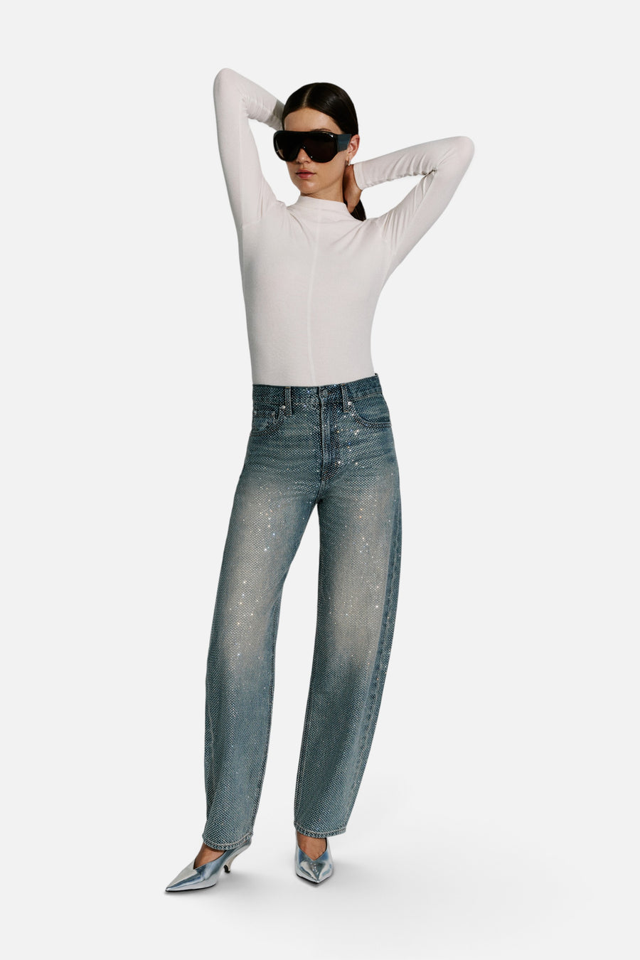 Pistola Wes High Rise Barrel Jean in Moonbeam – alternate