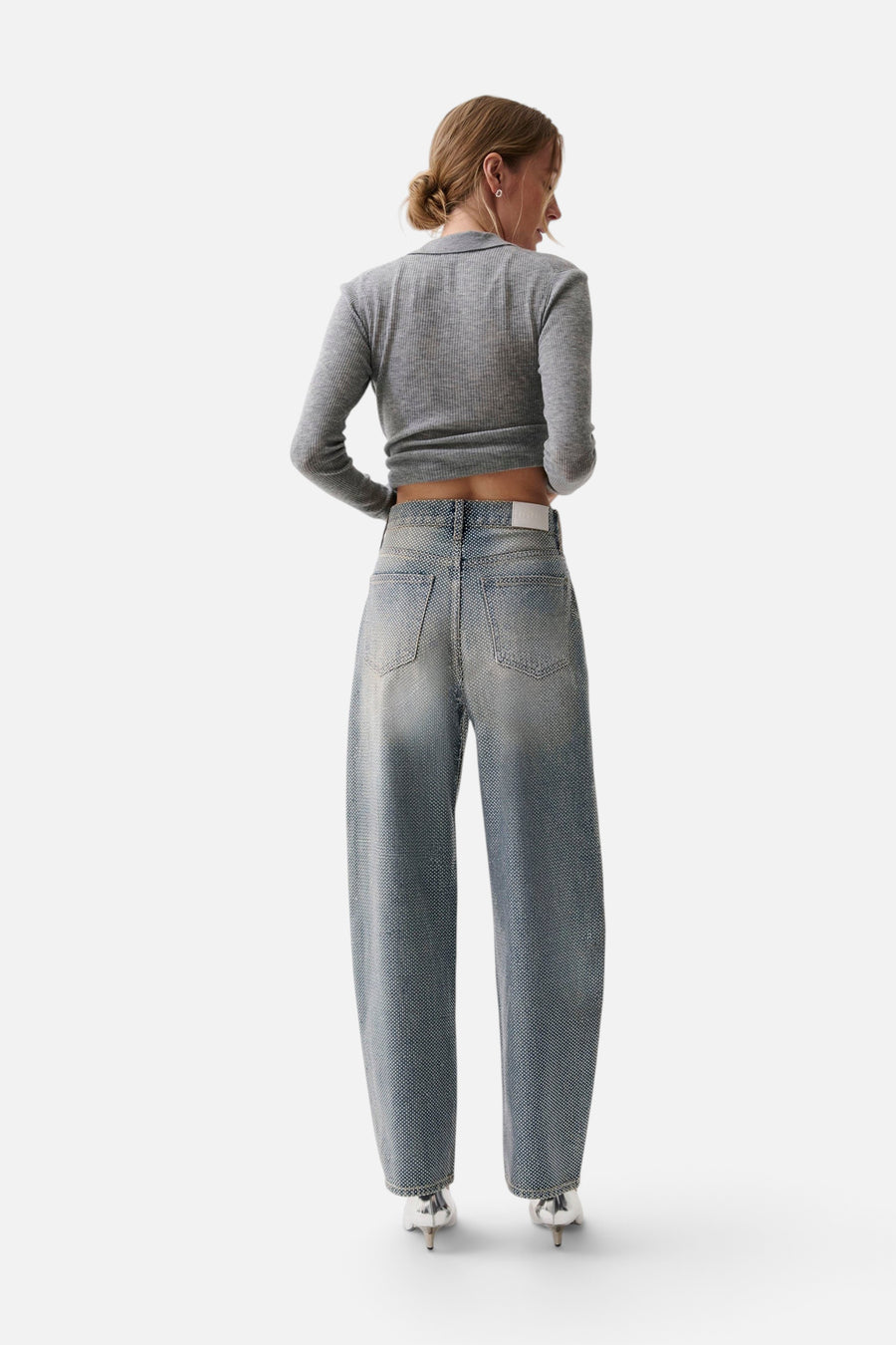 Pistola Wes High Rise Barrel Jean in Moonbeam – back view