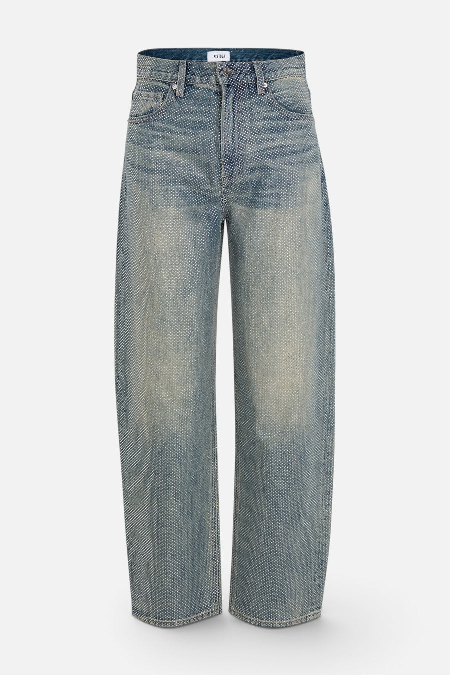 Pistola Wes High Rise Barrel Jean in Moonbeam – flat lay