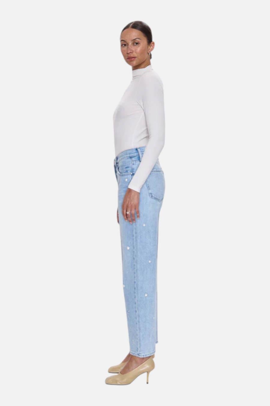 Pistola Women's Lexi Mid Rise Bowed Straight Jean in Stellar Vintage – back view