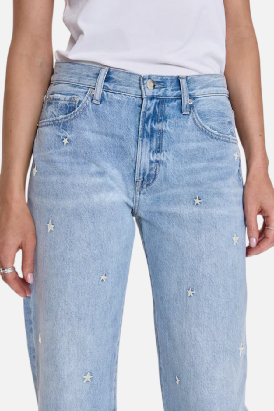 Pistola Women's Lexi Mid Rise Bowed Straight Jean in Stellar Vintage – detail