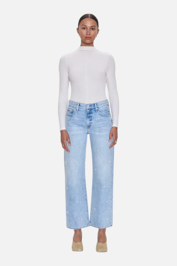 Pistola Women's Lexi Mid Rise Bowed Straight Jean in Stellar Vintage