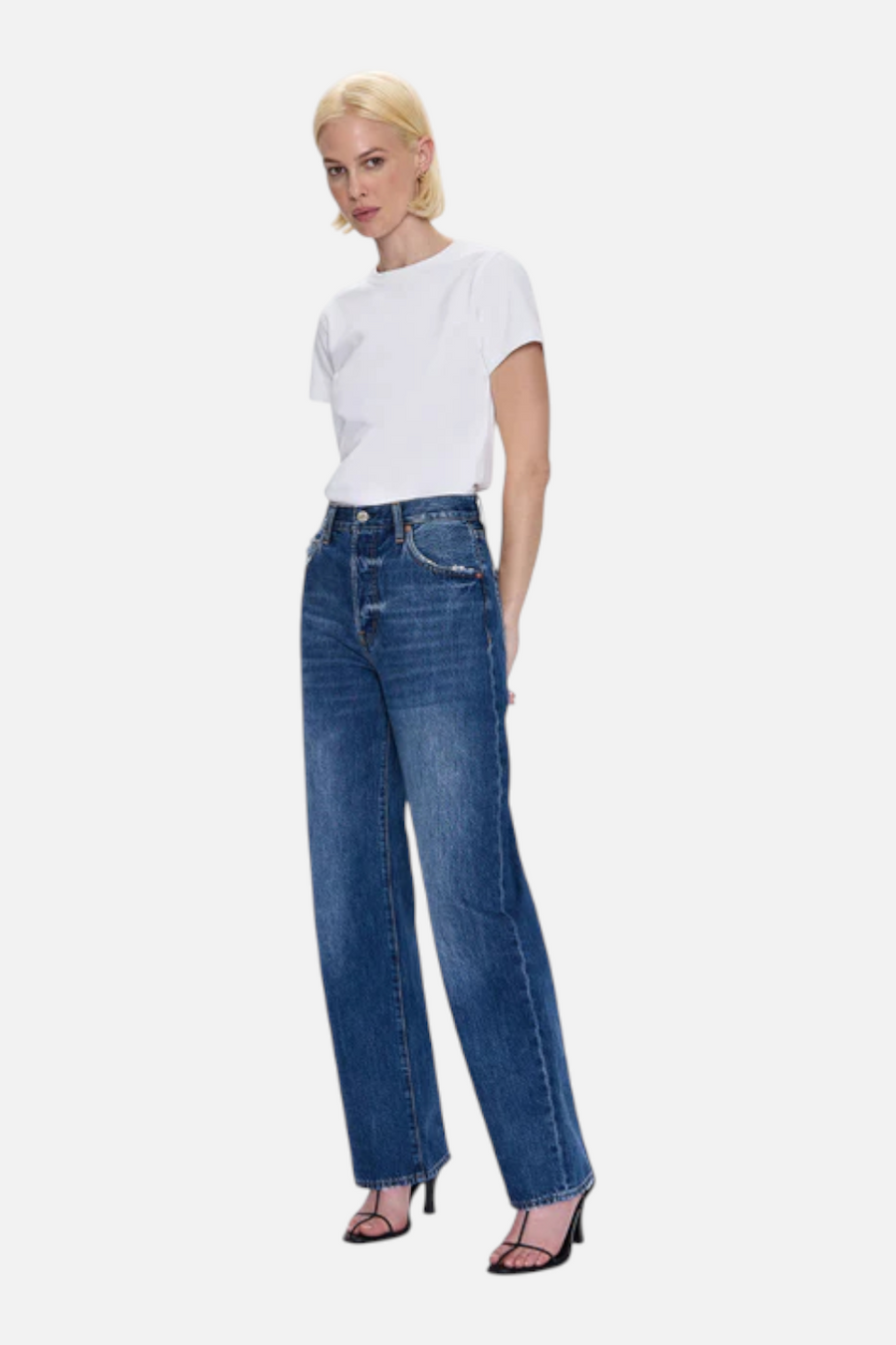 Pistola Women's Tate High Rise Bowed Wide Leg Jean in Fulton – back view