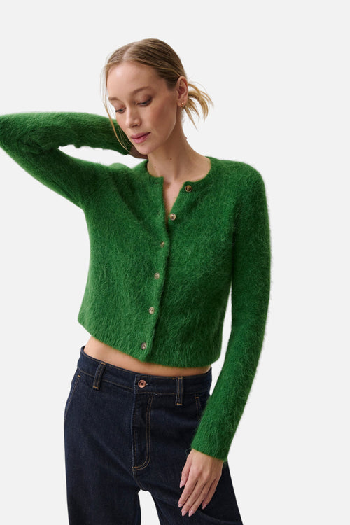 Pistola Yara Alpaca Blend Shrunken Cardigan in Vivid Moss – front view