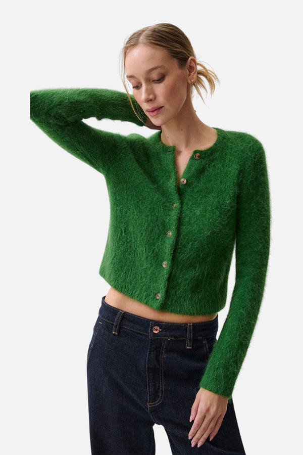 Pistola Yara Alpaca Blend Shrunken Cardigan in Vivid Moss