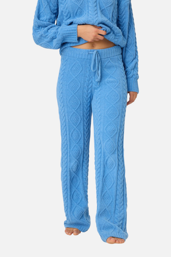 PJ Salvage Chenille Cable Knit Open Leg Pant in Sea