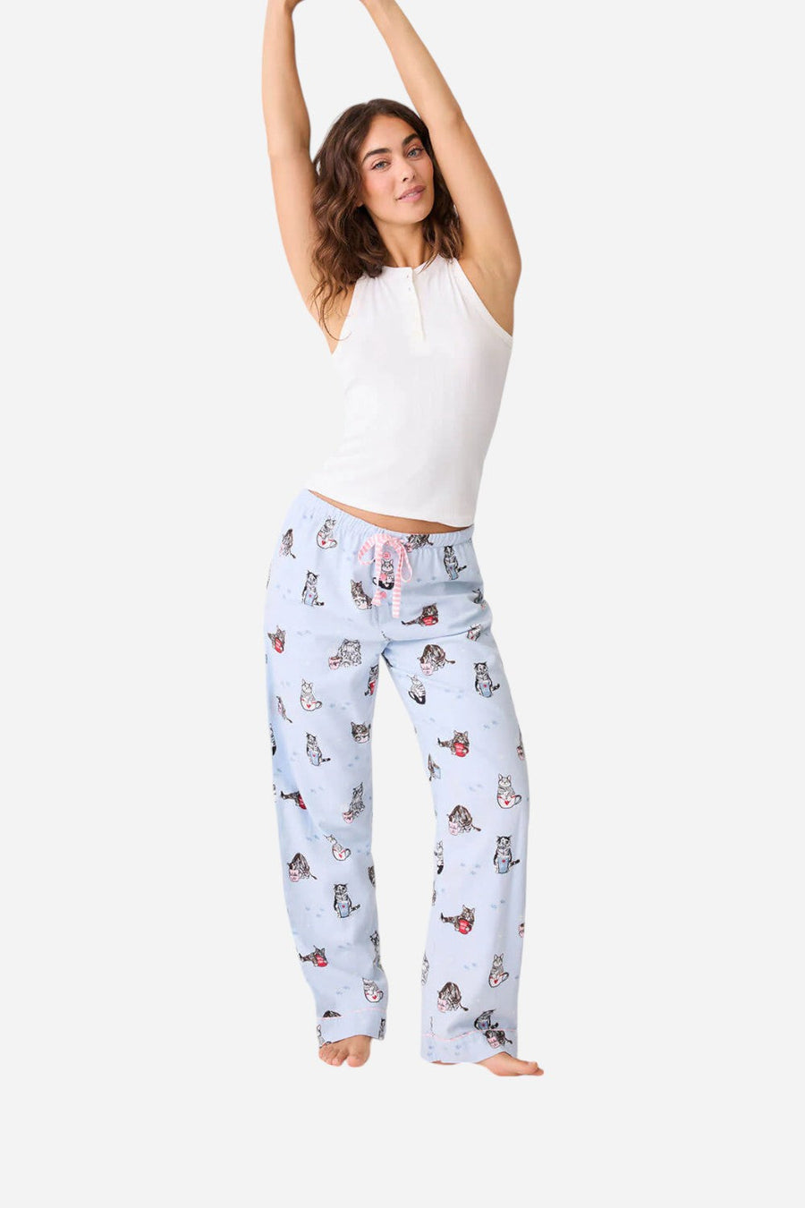PJ Salvage Coffee & Cat Naps Flannel Pant – back view