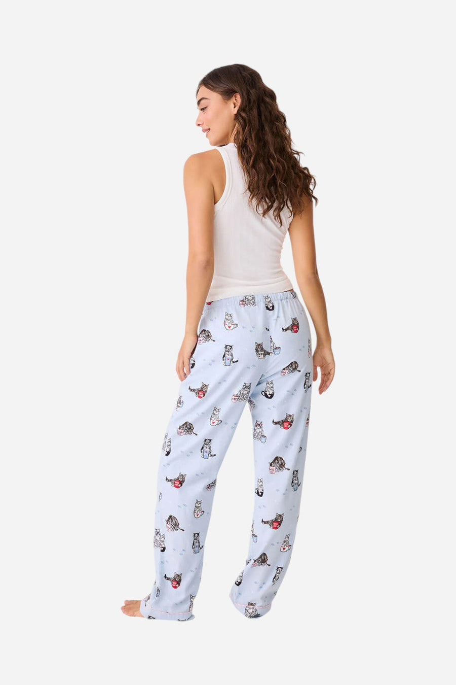 PJ Salvage Coffee & Cat Naps Flannel Pant – flat lay