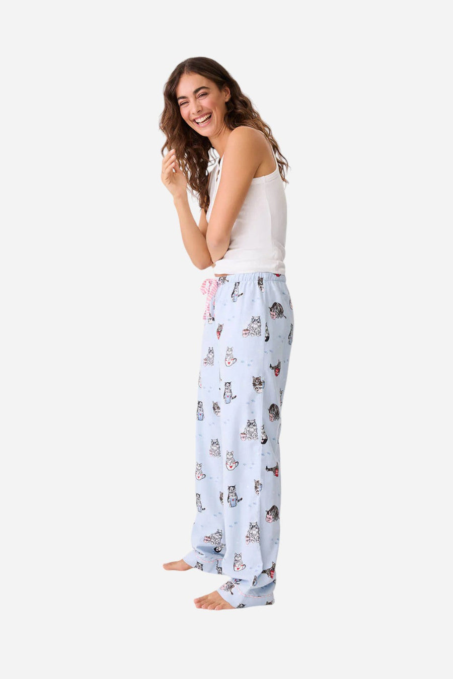 PJ Salvage Coffee & Cat Naps Flannel Pant – side view