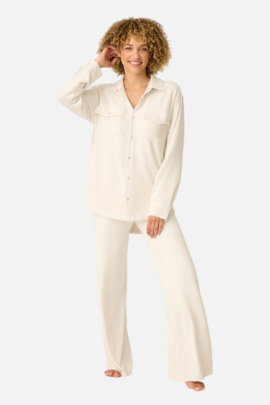 PJ Salvage Craving Corduroy Pant in Natural – front view